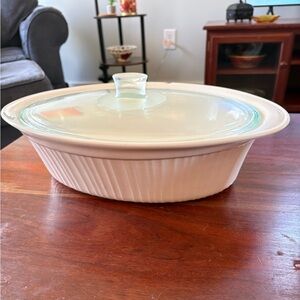 Corning Ware French White Oval Roaster Casserole 4 QT 3.8 L Glass Lid - 15 3/4"